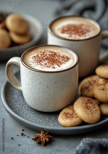 Delicious Coffee With Cookies Served on a Rustic Table in a Cozy Setting