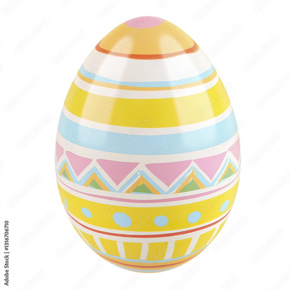Colorful Easter egg with geometric patterns on white background Colorful Easter egg with geometric patterns on white background