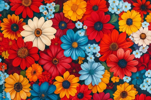 Bright and Colorful Floral Arrangement With Various Flower Types and Vibrant ...
