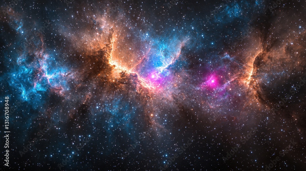 Obraz premium Stunning Cosmic Nebula in Bright Colors with Twinkling Stars