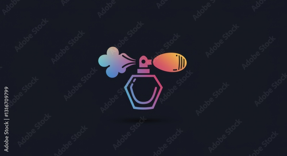 Fototapeta premium Stylized Elegant Perfume Bottle Icon with Vapor Mist
