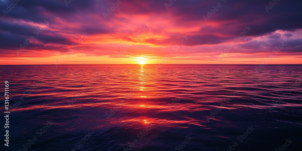 Fototapeta premium Vibrant sunset over calm ocean
