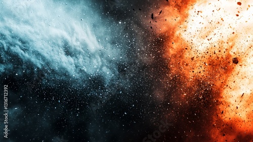 Fiery Orange And Cool Blue Explosion Abstract Background