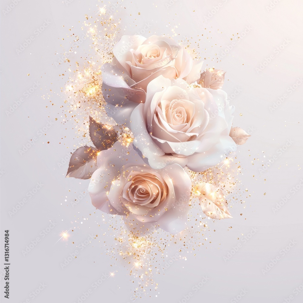 Fototapeta premium Delicate floral arrangement elegant decor digital art light and airy close-up romantic aesthetic