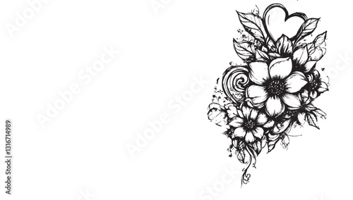A heart intervened with a flower