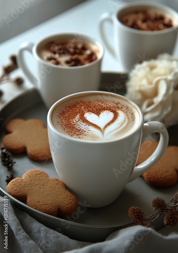 Warm Coffee With Cinnamon and Cookies in a Cozy Indoor Setting During Afternoon