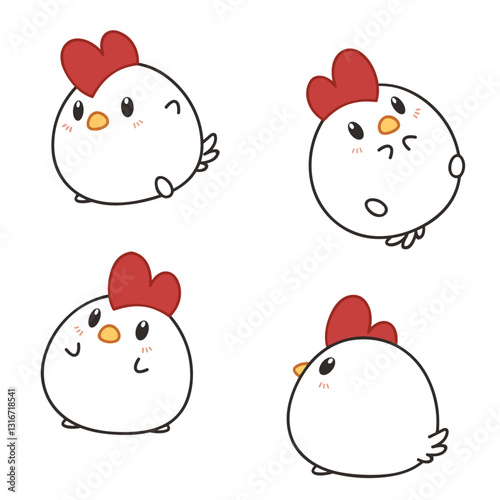 Cute Chicken Sticker Drawing