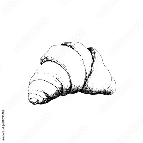 Croissant in exquisite vector art showcasing the deliciously flaky layers and curls of this French pastry