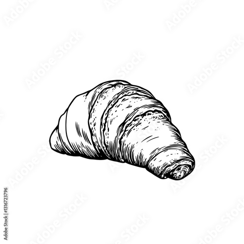 Delicious croissant resting on a plate, showcasing its flaky layers and golden texture in a cozy bakery atmosphere