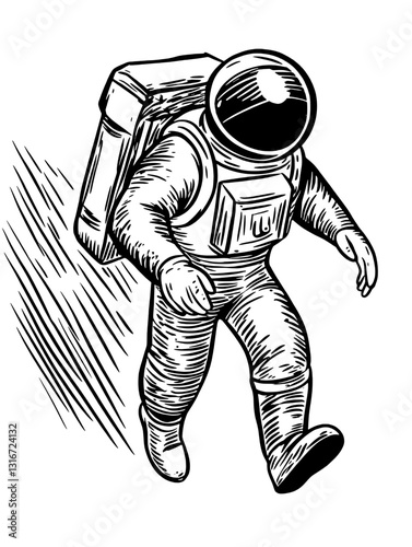 Exploring the unknown realms of space with an adventurous astronaut in a dynamic vector style design
