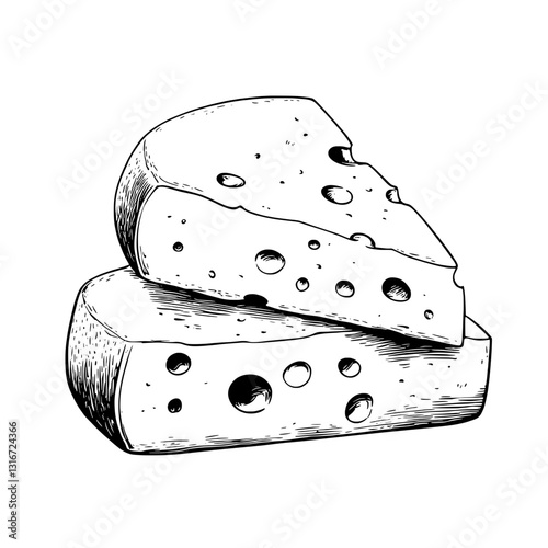 Delicious cheese wedges stacked perfectly, showcasing a delightful texture and pattern in a clean and artistic style