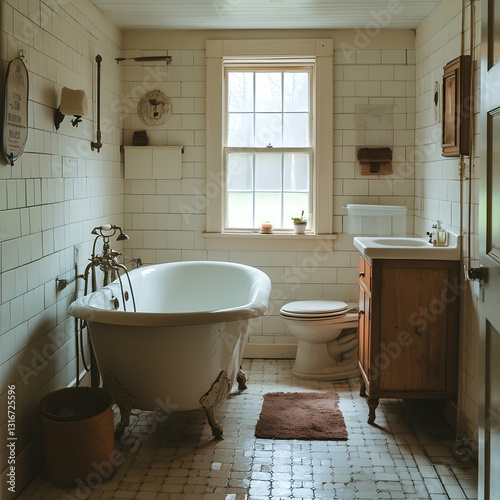 Vintage bathroom with tub and sink