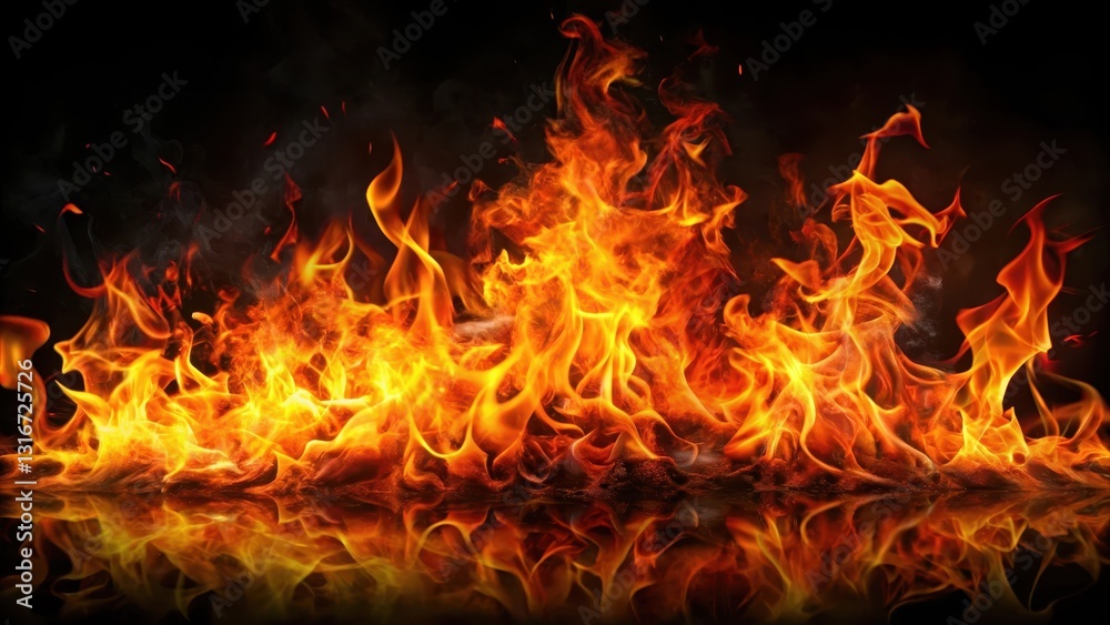 Fiery flames engulfing a black background Fiery flames engulfing a black background