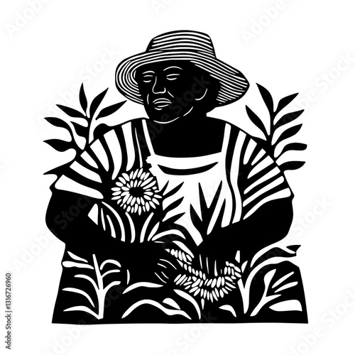 Gardener nurturing vibrant flowers in a lush garden showcasing sustainable practices and connection to nature