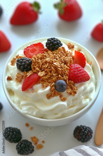 Delicious Yogurt Parfait With Fresh Berries and Granola for a Healthy Breakfa...