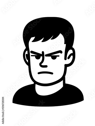 Frustrated character with a serious expression in a minimalist vector design style Free Download Frustrated character with a serious expression in a minimalist vector design style - GFXLoad