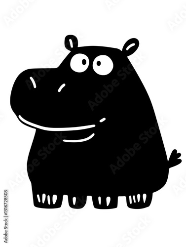 Playful hippo character brings joy with its whimsical design in a charming vector illustration