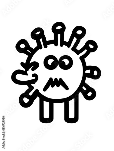 Creative depiction of a cartoon virus character showing frustration with exaggerated features