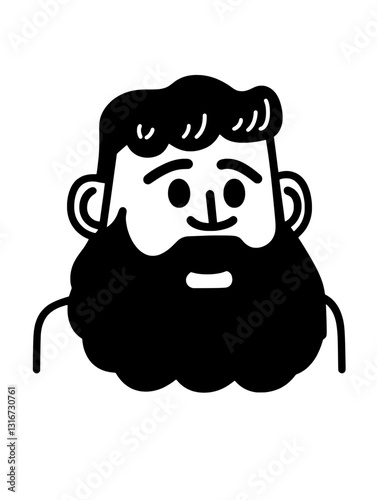 Cheerful bearded character illustration radiates friendly vibes and warmth in minimalist vector style