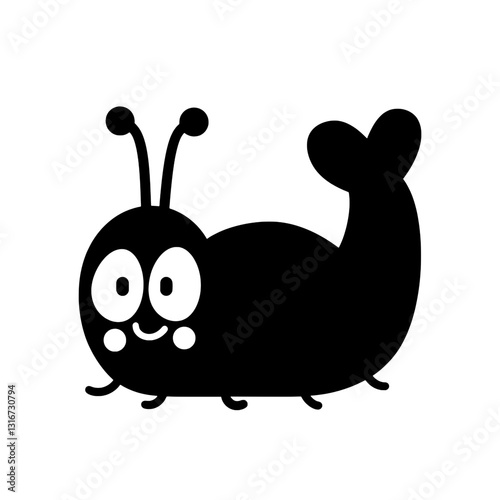 Cute and whimsical black silhouette of a cartoon insect with a fish tail showcasing creativity and playful design elements