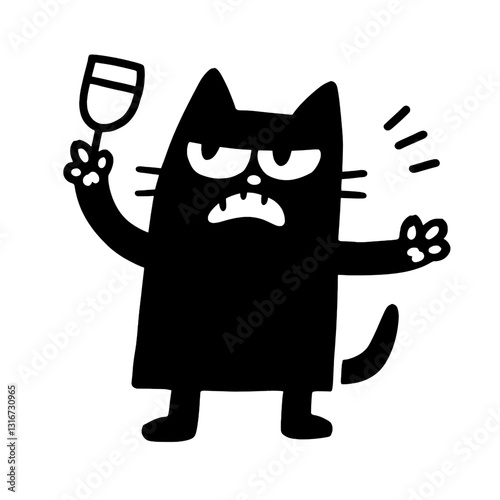 Unruly feline wielding a spatula, ready to whip up some chaos in a playful kitchen encounter