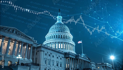 Capitol building & Stock Market Chart - Government & Economy Concept V2