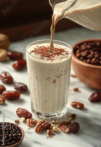 Delicious Beverage Preparation With Nuts and Coffee During a Cozy Kitchen Moment
