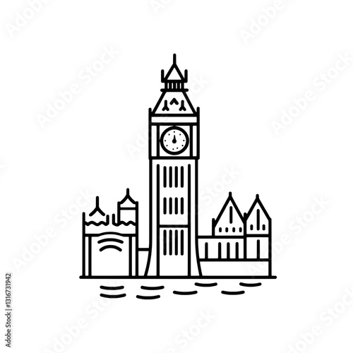 Iconic clock tower stands proudly over the serene river, captivating visitors with its timeless beauty and enchanting architecture