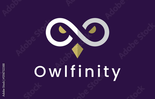 Modern Owl + Infinity Logo Design on Dark Background