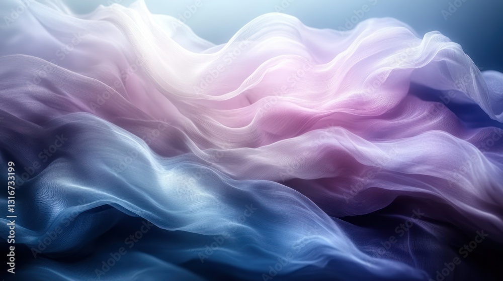 Fototapeta premium Flowing, iridescent fabrics in soft pastel hues