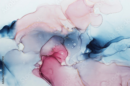 Abstract Fluid Art with pink and blue tones