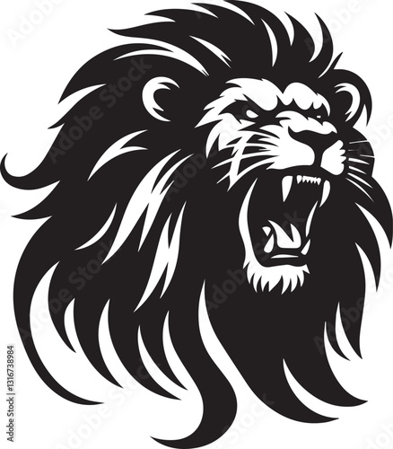 Angry Lion Roar silhouette vector artwork