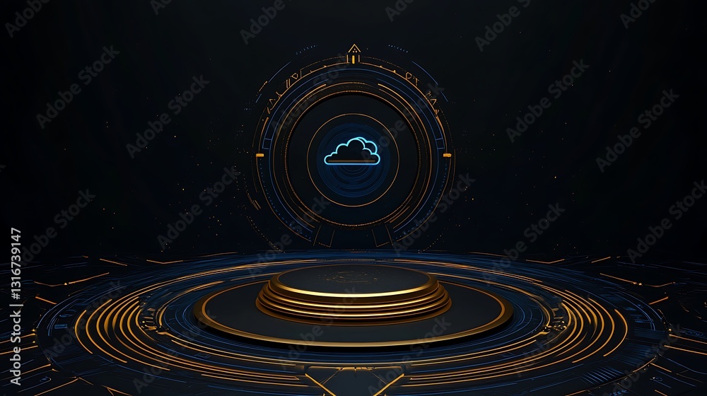 Fototapeta premium Futuristic Cloud Storage Concept: 3D Render of a Digital Interface AI Generated