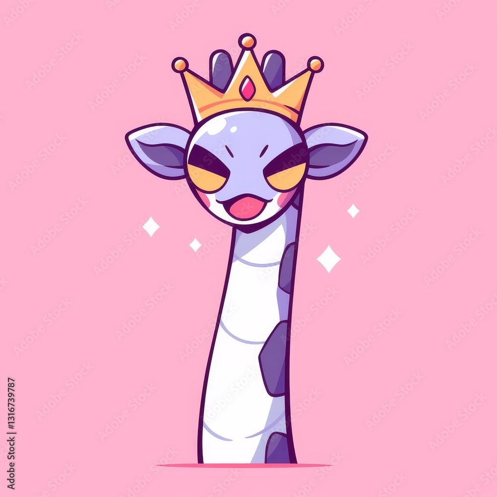 Fototapeta premium Cute Giraffe King Cartoon