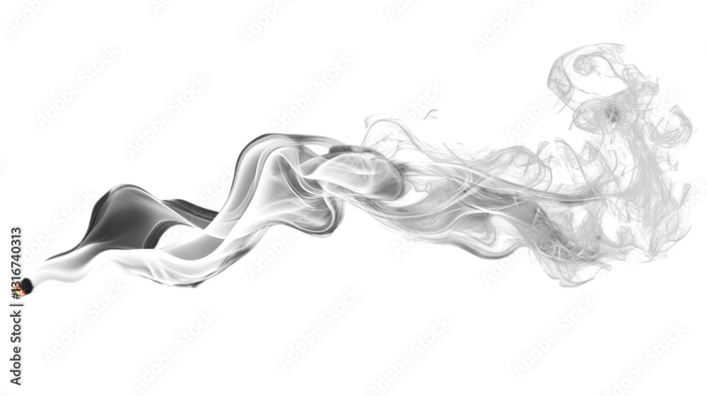 Fototapeta premium White Smoke Streams, Swirling, Isolated