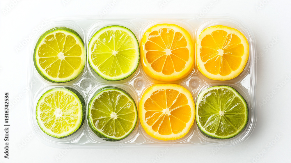 Fototapeta premium lemon and lime slices, lemon slices isolated on white