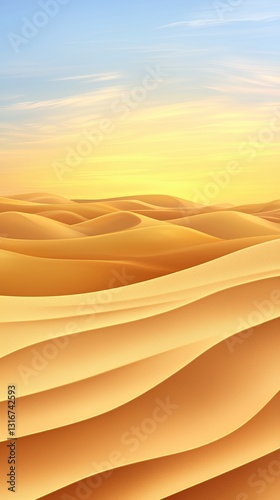 Golden Sand Dunes at Sunset Desert Landscape
