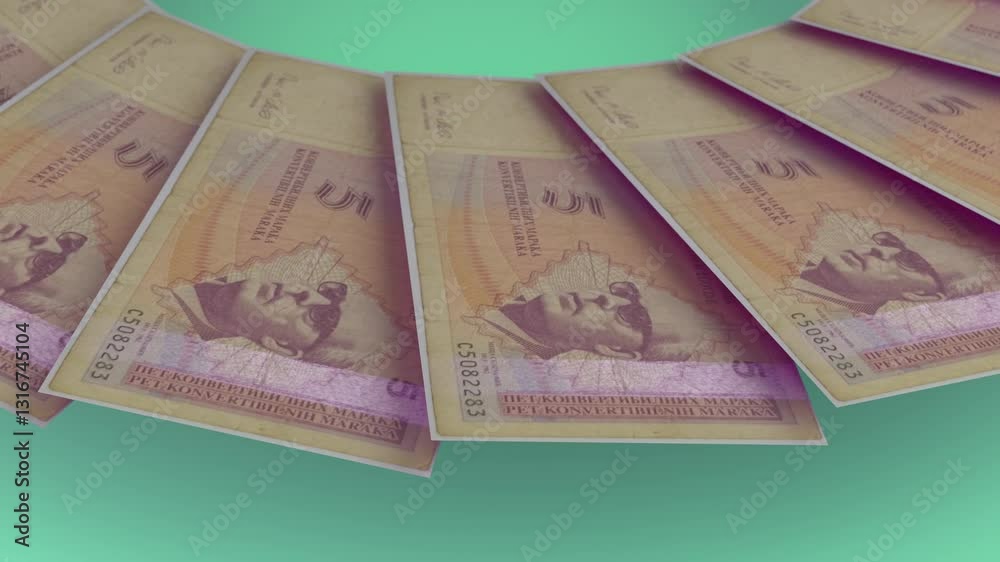 clear Looping Design 5 Marka Curency of Bosnia and Herzegovina