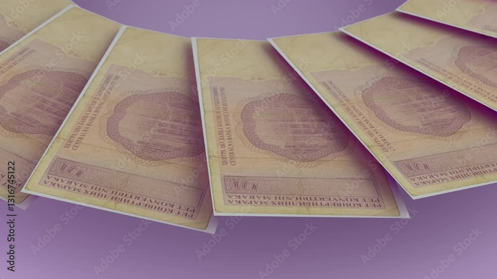 clear Looping Design 5 Marka Curency of Bosnia and Herzegovina