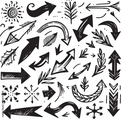 Wallpaper Mural Hand-Drawn Vector Arrows  Isolated Sketches on White Background Torontodigital.ca