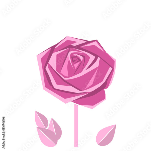 Rose isolated on a white and pink background. useful for print, postcards, posters, cards, web and graphic design.	
