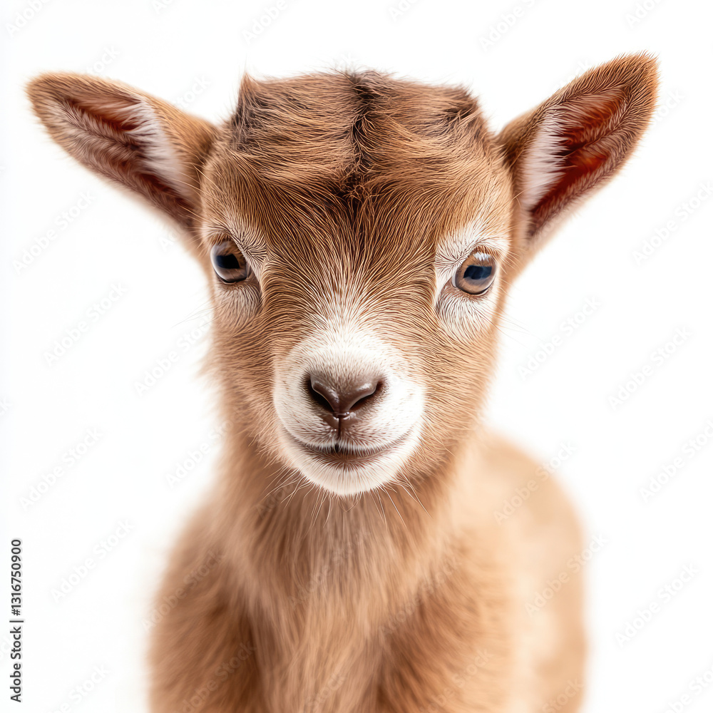 Fototapeta premium Adorable Baby Goat Photo Cute Kid Goat Image on white background