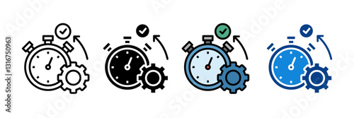 Efficiency Icon Set Multiple Style Collection