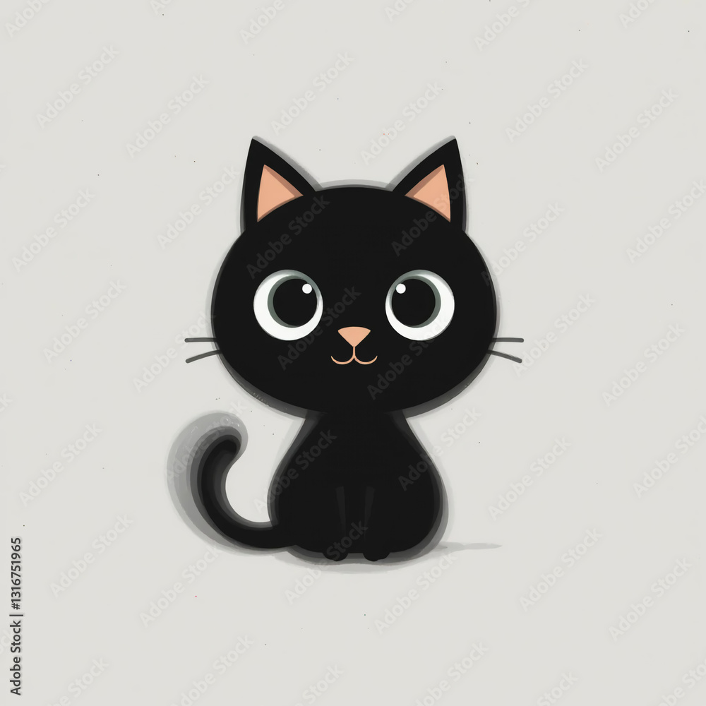 Cute Black Kitten Cartoon Illustration Cute Black Kitten Cartoon Illustration