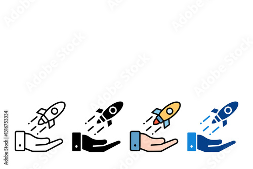 Hand Rocket Icon Set Multiple Style Collection
