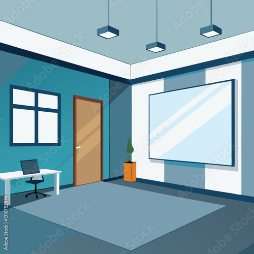modern office interior with blank white wall vector image on white background