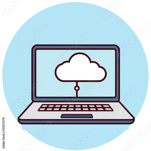Laptop Cloud Computing Icon Data Storage Backup Network