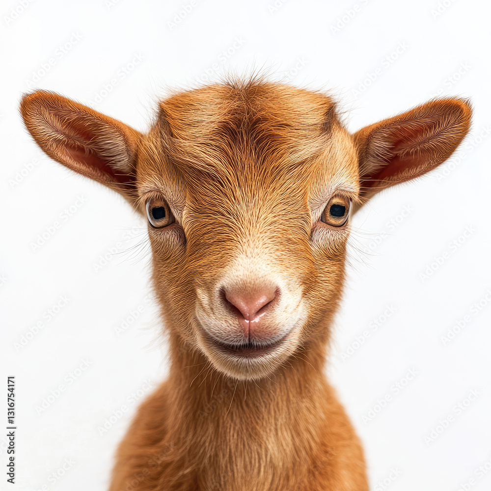Fototapeta premium Adorable Baby Goat Cute Goat Kid Photo on white background