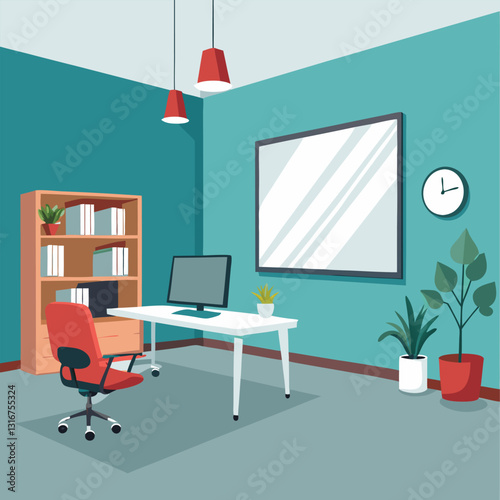 modern office interior with blank white wall vector image on white background