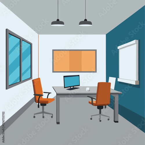 modern office interior with blank white wall vector image on white background